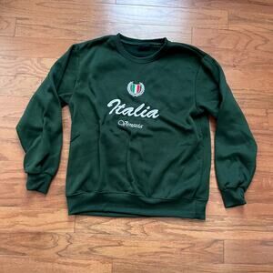 Venice Italy Forest Green and White Crew Neck Sweatshirt Size Large